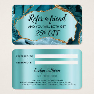 Tarjeta de referencia verde azulada agate faux Rel