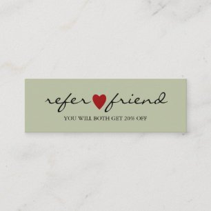 Tarjeta de Referido de Corazón Rojo Minimalista Mo