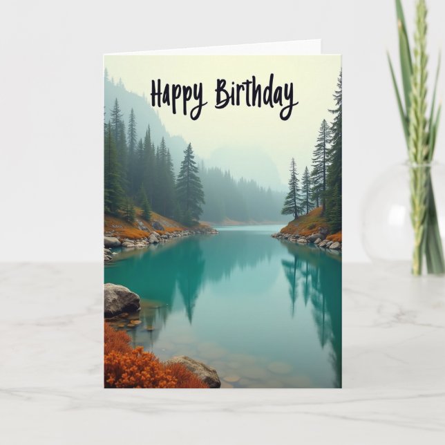 Tarjeta de reflexión del lago en cumpleaños pacífi (Anverso)