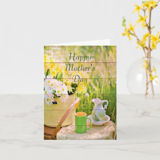 Tarjeta de refresco de tarde Feliz Día de la Madre (flor amarilla)