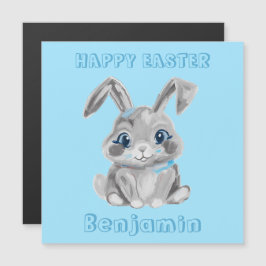 Tarjeta de Refrigerador de nombre azul Easter Bunn