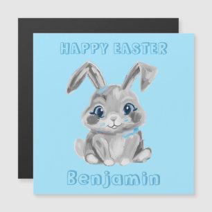 Tarjeta de Refrigerador de nombre azul Easter Bunn
