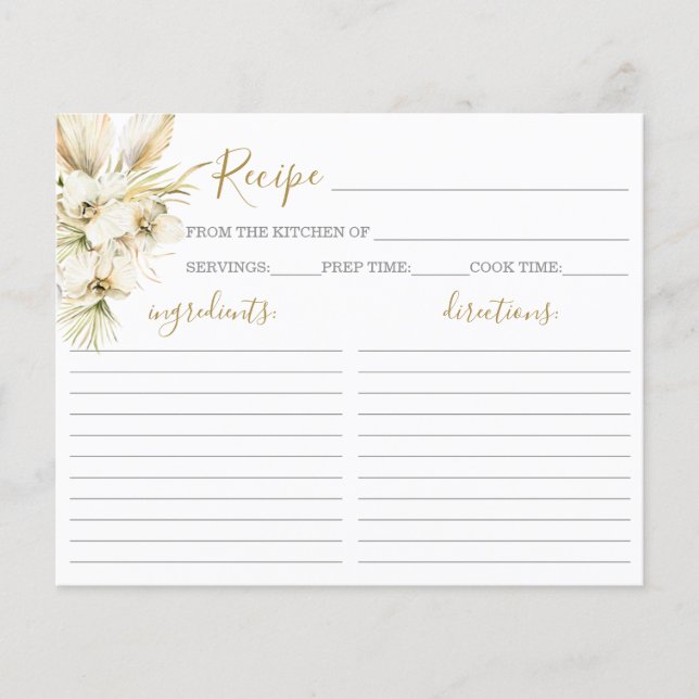 Tarjeta de refrigerio Boho Desert Bridal Shower (Anverso)