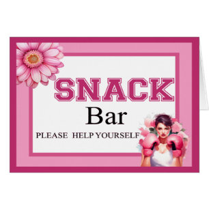 Tarjeta de refrigerio con cáncer de mama floral ro