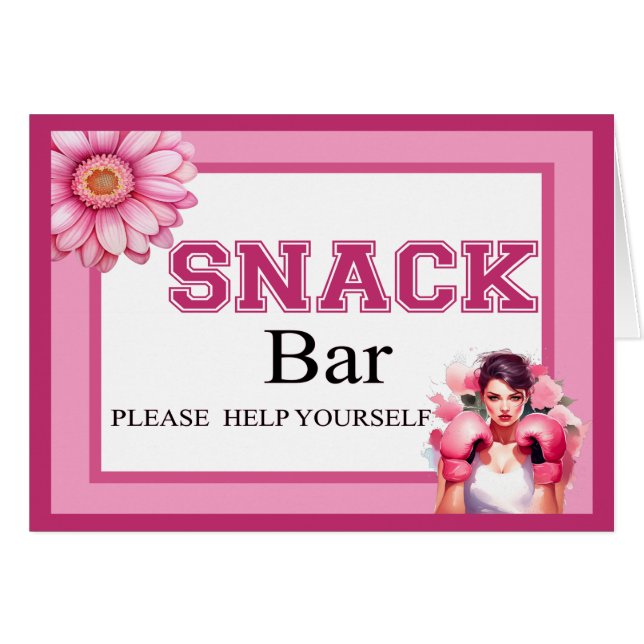 Tarjeta de refrigerio con cáncer de mama floral ro (Anverso (Horizontal))