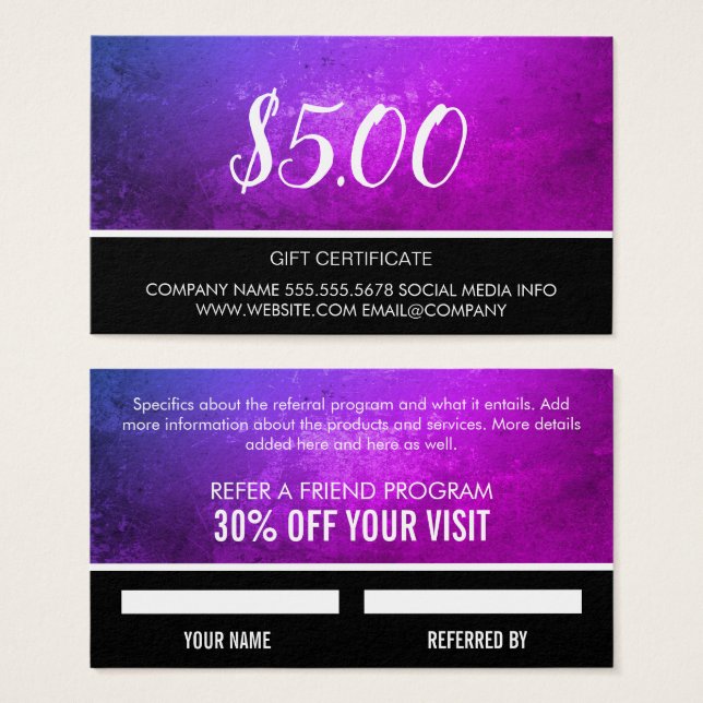 Tarjeta de regalo (Anverso y reverso)