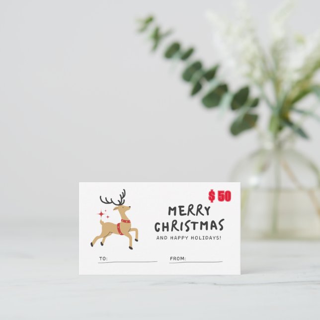 Tarjeta de regalo $50 por Navidades de matrimonio (Anverso de pie)
