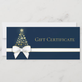 Tarjeta de regalo azul Bow de árbol de navidad con