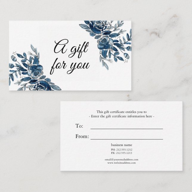 Tarjeta de regalo azul índigo (Anverso / Reverso)