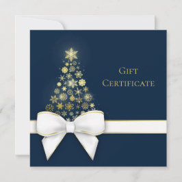 Tarjeta de regalo azul para copos de nieve con arb