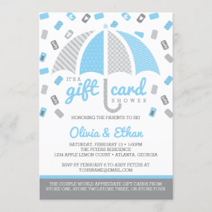 Tarjeta de regalo Baby Shower Invitación, azul beb