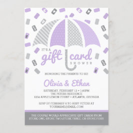 Tarjeta de regalo Baby Shower Invitación, morado,
