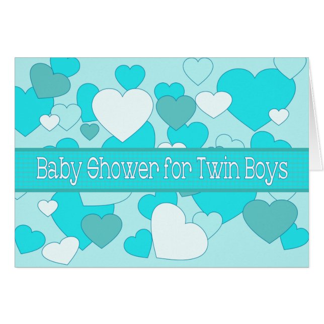 Tarjeta de regalo Baby Shower para niños gemelos (Anverso (Horizontal))