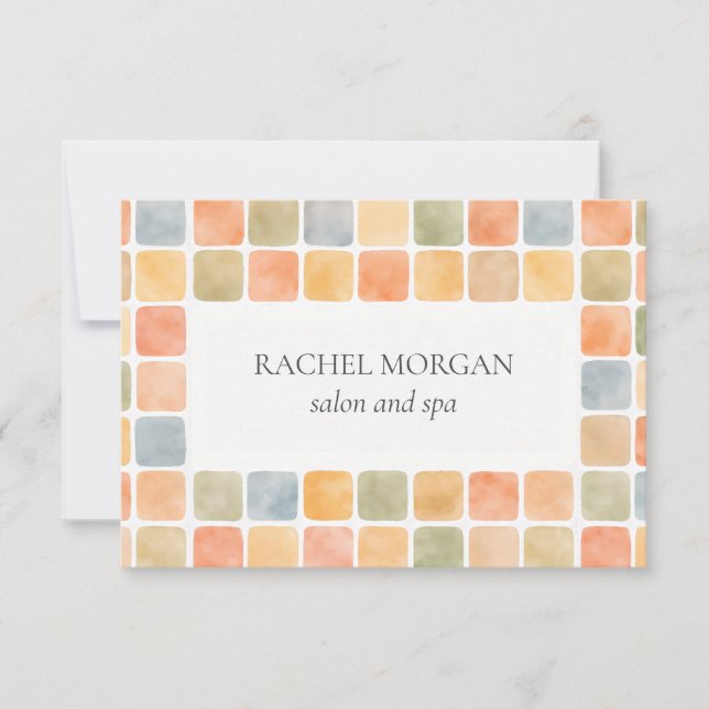 TARJETA DE REGALO BALDOSAS DE ACUARELA BOHO PASTEL (Anverso)
