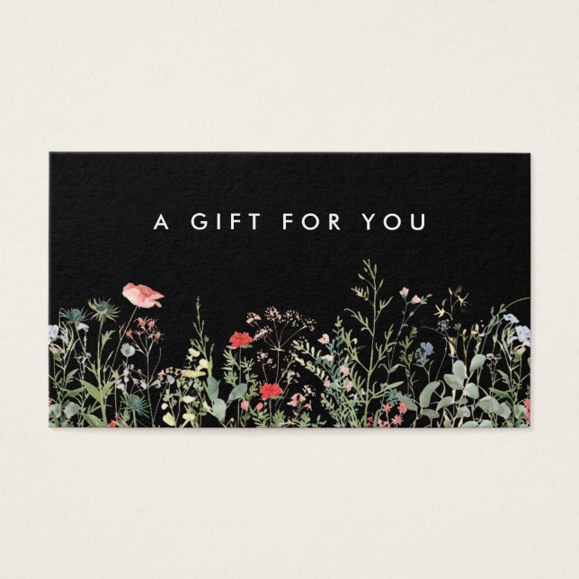 Tarjeta de regalo Black Wildflower Meadow (Frente)