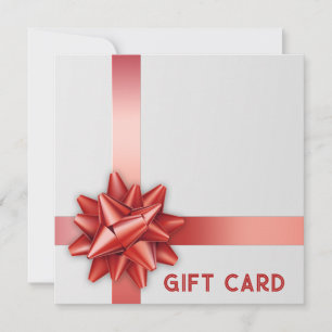 Tarjeta de regalo Bow White Gift de la cinta roja 
