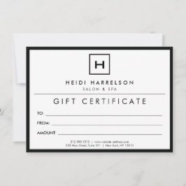 Tarjeta de regalo con logotipo de caja y su inicia