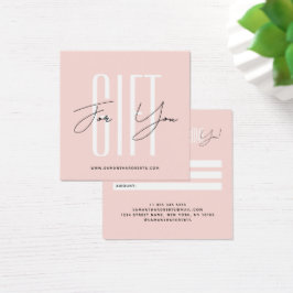 tarjeta de regalo con tipografía de guión de empre