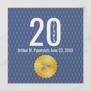 Tarjeta de regalo de 20 años del aniversario del h