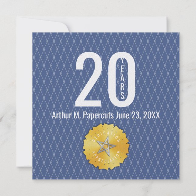Tarjeta de regalo de 20 años del aniversario del h (Anverso)