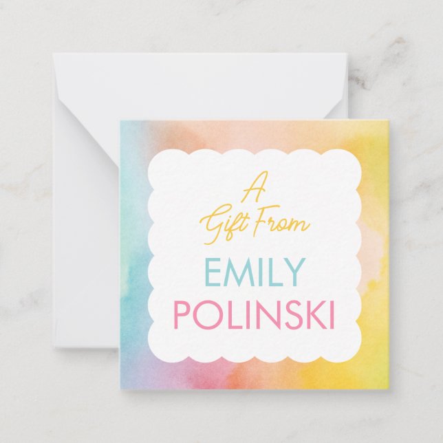 Tarjeta de regalo de acuarela arcoíris de niñas En (Anverso)