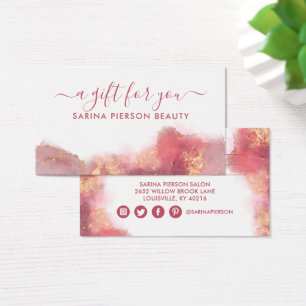 Tarjeta de regalo de acuarela líquida moderna rosa