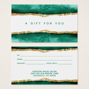 Tarjeta de regalo de acuarela verde esmeralda y do