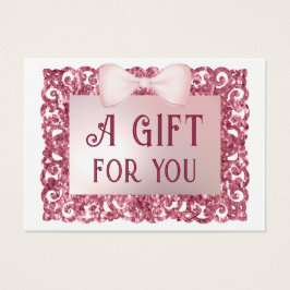 Tarjeta de regalo de arco de marco rosado purpurin