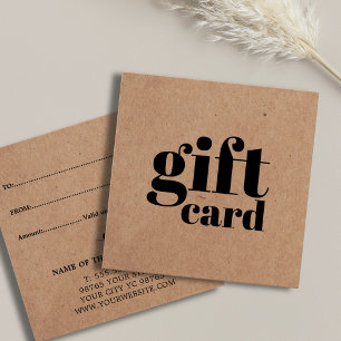 Tarjeta de regalo de belleza Kraft impresa simple