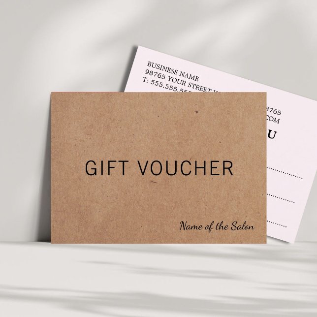 Tarjeta de regalo de belleza Kraft Rosa elegante y (Subido por el creador)