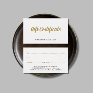 Tarjeta de regalo de belleza simple elegante blanc