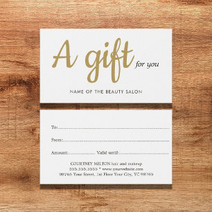 Tarjeta de regalo de belleza simple y elegante en