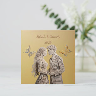Tarjeta de regalo de boda de novia y novio