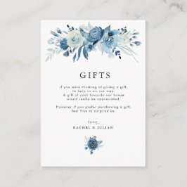 Tarjeta de regalo de boda floral azul pintada