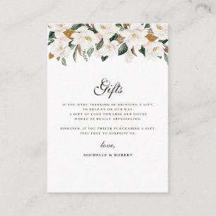 tarjeta de regalo de boda floral de magnolia moder