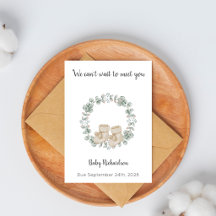 Tarjeta de regalo de botitas de bebé de eucalipto