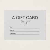 Tarjeta de regalo de cantidad de cupón Minimalista