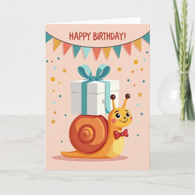 Tarjeta de regalo de caracol alegre (Anverso)