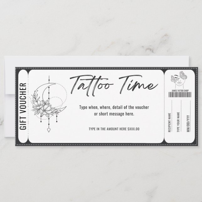 Tarjeta de regalo de certificado de tatuaje person (Anverso)