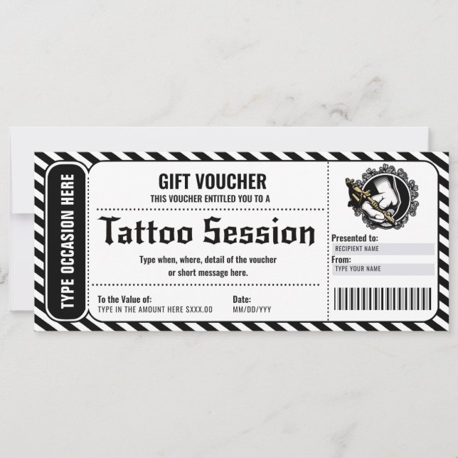 Tarjeta de regalo de certificado de tatuaje person (Anverso)