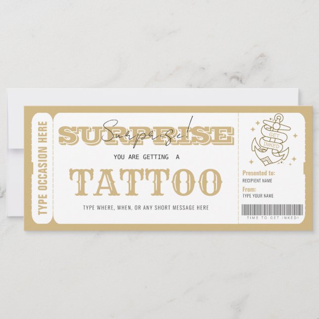 Tarjeta de regalo de certificado de tatuaje sorpre (Anverso)