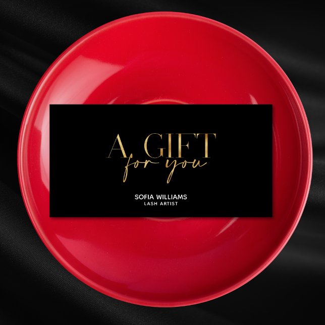 Tarjeta de regalo de certificado de tipografía de  (modern gold typography black background gift certificate)