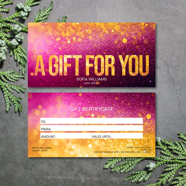 Tarjeta de regalo de certificado rosa Purpurina Gi (Subido por el creador)