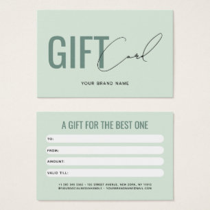 Tarjeta de regalo de cliente verde claro profesion