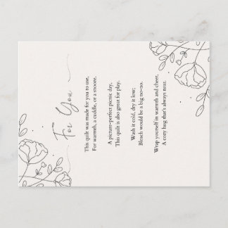 Tarjeta de regalo de colcha con poema
