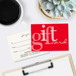 Tarjeta de regalo de color blanco rojo negrita mod