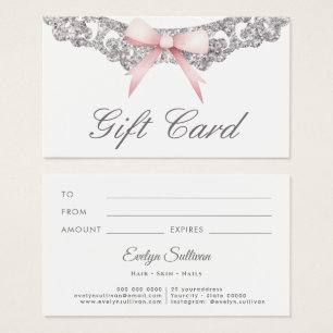 Tarjeta de regalo de color rosa con marco plateado
