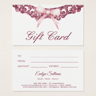 Tarjeta de regalo de color rosa con marco purpurin