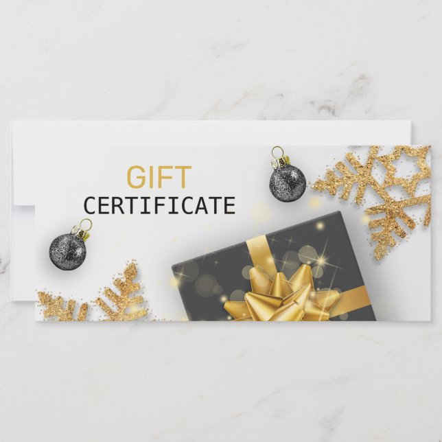 Tarjeta de regalo de copo de nieve con regalo negr (Anverso)