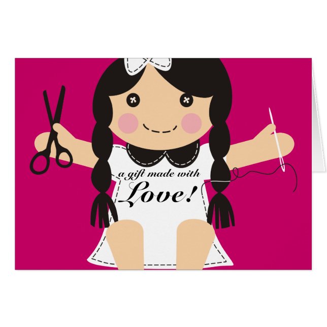 Tarjeta de regalo de costura de la muñeca de la (Anverso (Horizontal))